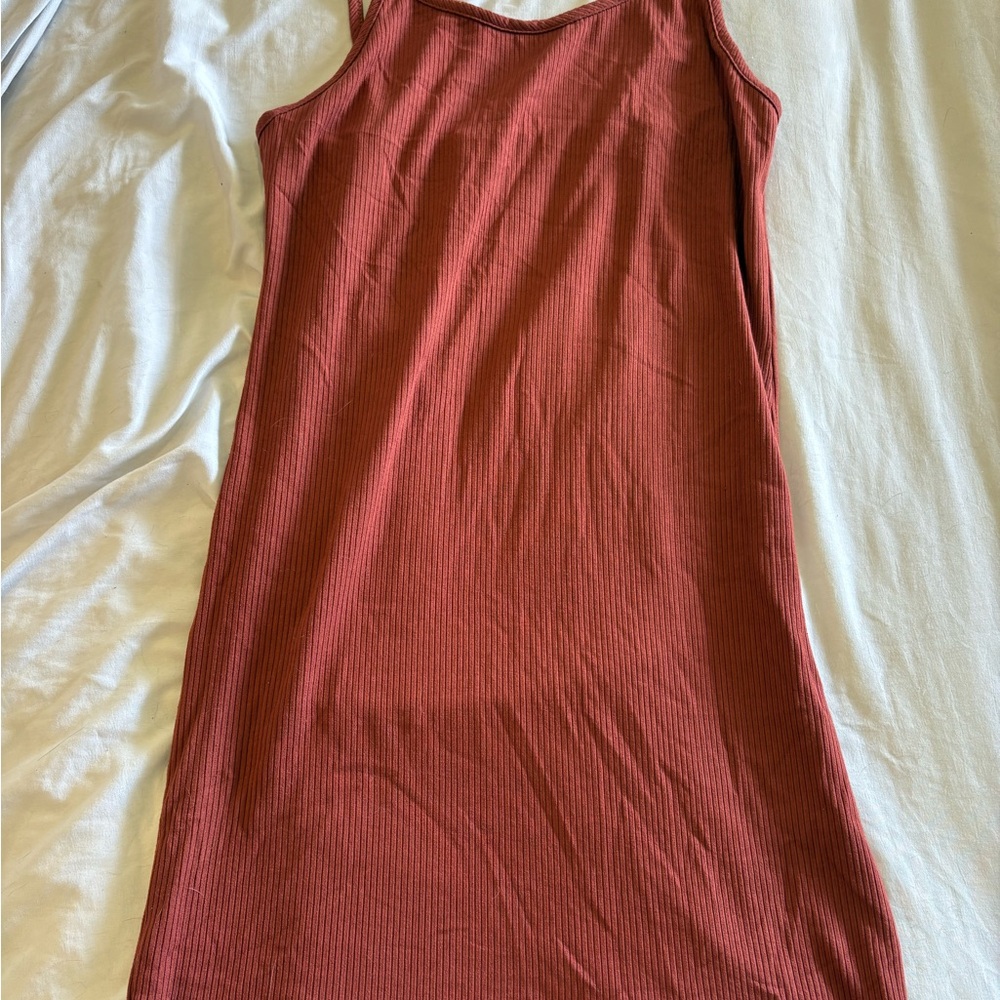 Redish Orange Tank Ribbed Dress